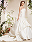  Ball Gown Strapless Court Train Satin Weeding Dress