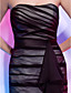  Sheath/ Column Strapless Short/ Mini Chiffon Over Satin Cocktail Dress