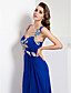  tiras uma linha de espaguete assoalho-comprimento vestido de noite chiffon jersey
