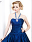  A-line Halter Floor-length Taffeta Evening Dress