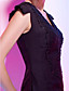  bainha / coluna v-pescoço curto / mini-vestido de cocktail de cetim chiffon