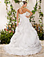  Ball Gown Strapless Court Train Organza Wedding Dress