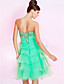 genou longueur organza robe de cocktail A-ligne bretelles