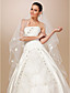  One-tier Tulle Pencil Edge Waltz Wedding Veil With Satin Flower