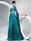  A-line One Shoulder Sweep/ Brush Train Stretch Satin Evening Dress
