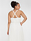  gaine / colonne v-cou balayage / pinceau train robe de mariée en mousseline de soie plus la taille