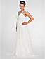  gaine / colonne v-cou balayage / pinceau train robe de mariée en mousseline de soie plus la taille