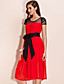  TS Mesh Shoulders Self-belted Midi Dress (More Colors)