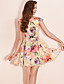  ts annata stampato fiori vestito gonfio con cintura