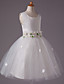  Ballkleid scoop knielangen Satin und Tüll Blumenmädchen Kleid