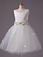  Ballkleid scoop knielangen Satin und Tüll Blumenmädchen Kleid