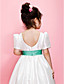  A-line/Ball Gown Jewel Ankle-length Taffeta Flower Girl Dress With Ribbon And Bow