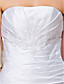  Ball Gown Strapless Chapel Train Satin Wedding Dress