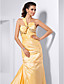  Trumpet/Mermaid One Shoulder Court Train Taffeta Evening Dress