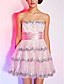  a-line überbacken kurz / Mini Tüll Pailletten Cocktailkleid mit Schleife