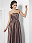  A-line Strapless Floor-length Taffeta Evening Dress