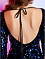 Sheath/Column Bateau Short/Mini Sequined Cocktail Dress