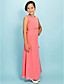  schede / column juweel enkellange chiffon junior bruidsmeisje jurk