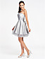  A-line Sweetheart Strapless Knee-length Organza Over Taffeta Organza Bridesmaid Dress