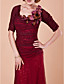  Sheath/Column Scoop Half Sleeve Floor-length Tulle Mother of the Bride Dress