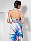  Sheath/Column V-neck Halter Floor-length Chiffon Dress