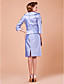  Sheath/Column Spaghetti Straps 3/4 Length Sleeve Knee-length Taffeta Mother of the Bride Dress With A Wrap