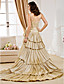  Sheath/Column V-neck Court Train Taffeta  Wedding Dress