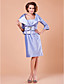  Sheath/Column Spaghetti Straps 3/4 Length Sleeve Knee-length Taffeta Mother of the Bride Dress With A Wrap