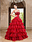 Ball Gown Strapless Floor-length Organza Satin Evening Dress