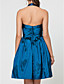  A-line Halter Knee-length Taffeta Bridesmaid Dress