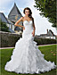  Trumpet/Mermaid Sweetheart Strapless Chapel Train Organza Tiered Wedding Dress