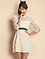  TS Puff Sleeve Lace Embroidery Layered Ruffle Dress