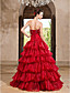  Ball Gown Strapless Floor-length Organza Satin Evening Dress