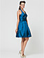  A-line Halter Knee-length Taffeta Bridesmaid Dress