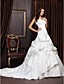  Ball Gown Sweetheart Chapel Train Satin Lace Wedding Dress With Wrap