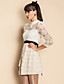  TS Puff Sleeve Lace Embroidery Layered Ruffle Dress