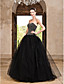  bola vestido palabra de longitud tul satinado vestido de noche sin tirantes