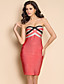  contraste ts cor strapless tieback vestido bandage bodycon