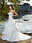  Ball Gown Sweetheart Chapel Train Tulle Satin Wedding Dress