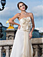  Sheath/Column Strapless Floor-length Chiffon Evening Dress With Flower(s) And Draping