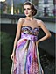  Sheath/Column Sweetheart Strapless Floor-length Chiffon Evening Dress With Flower(s)