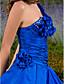  baljurk een schouder vloer-length taffeta avondjurk met pick-up rok en bloem (en)