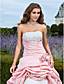  Ball Gown Strapless Court Train Taffeta Organza Evening Dress