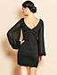  TS Simplicity Beads Lantern Sleeve Jersey Sheath Dress