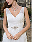  Sheath/Column V-neck Knee-length Tulle Wedding Dress