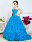  Ball Gown Sweetheart Floor-length Organza Evening Dress With Beading And Cascading Ruffles