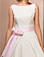  Ball Gown Bateau Tea-length Satin Wedding Dress