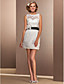  Sheath/Column Bateau Short/Mini Lace Wedding Dress