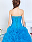  Ball Gown Sweetheart Floor-length Organza Evening Dress With Beading And Cascading Ruffles