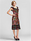  Sheath/Column Scoop Knee-length Stretch Satin Evening Dress
